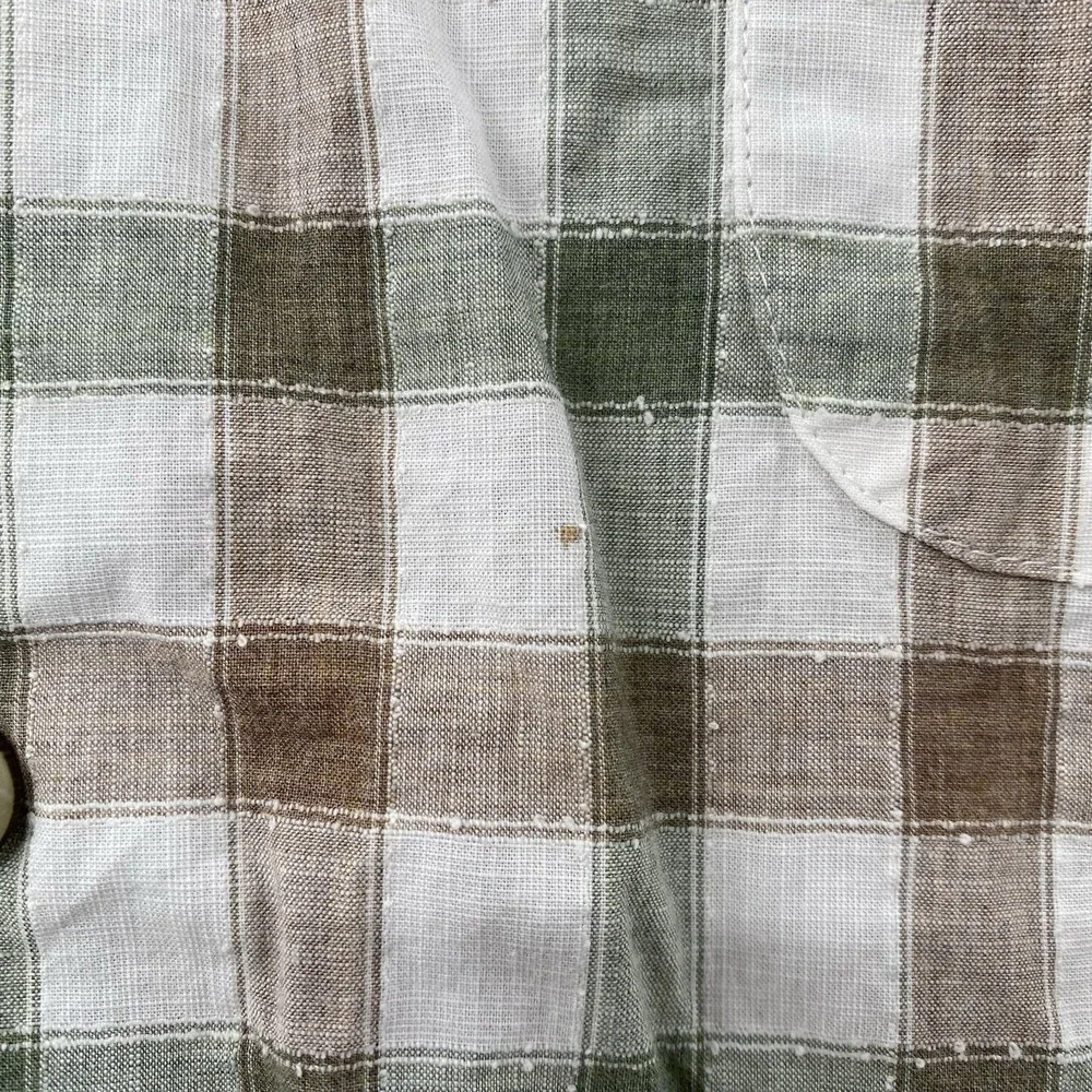 Johnnie-O Wada Top Shelf Mens L White Brown Green Plaid Long Sleeve Button Shirt - Picture 6 of 6